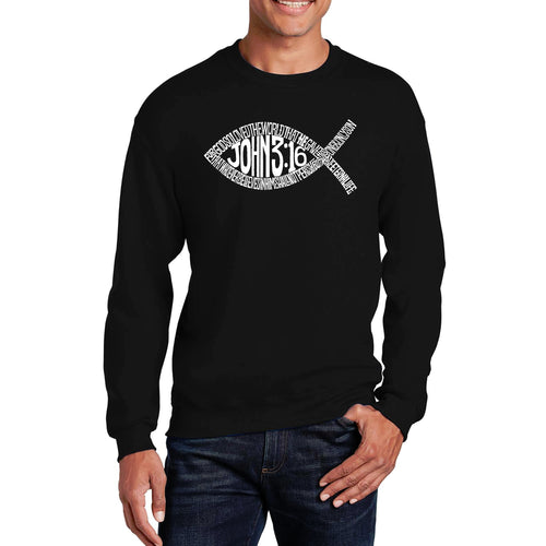 John 3:16 Fish Symbol -  Men's Word Art Crewneck Sweatshirt