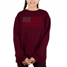 Load image into Gallery viewer, Usa Flag - Girl&#39;s Word Art Crewneck Sweatshirt