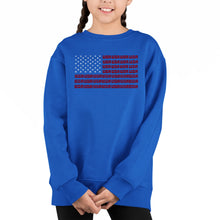 Load image into Gallery viewer, Usa Flag - Girl&#39;s Word Art Crewneck Sweatshirt