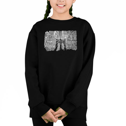Brooklyn Bridge - Girl's Word Art Crewneck Sweatshirt