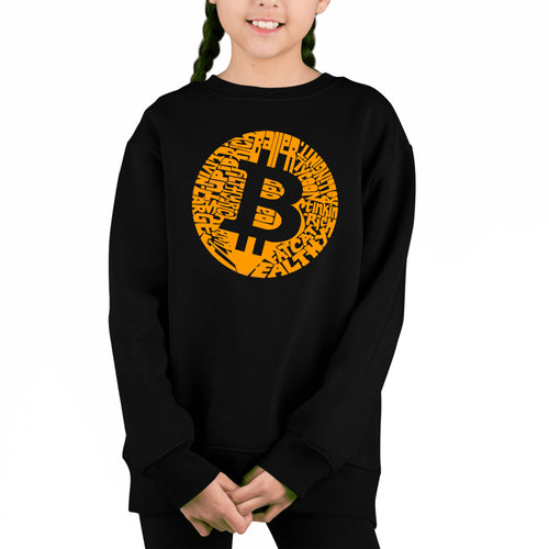 Bitcoin - Girl's Word Art Crewneck Sweatshirt
