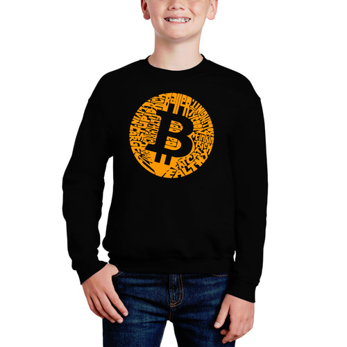 Bitcoin - Boy's Word Art Crewneck Sweatshirt