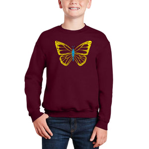 Butterfly - Boy's Word Art Crewneck Sweatshirt