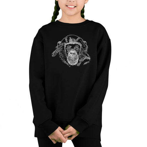 Chimpanzee - Girl's Word Art Crewneck Sweatshirt