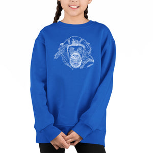 Chimpanzee - Girl's Word Art Crewneck Sweatshirt