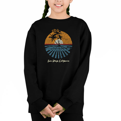 Cities In San Diego - Girl's Word Art Crewneck Sweatshirt