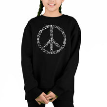 Load image into Gallery viewer, Different Faiths Peace Sign - Girl&#39;s Word Art Crewneck Sweatshirt