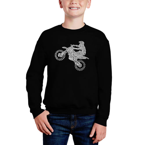 Freestyle Motocross - Fmx - Boy's Word Art Crewneck Sweatshirt
