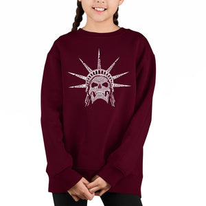 Freedom Skull - Girl's Word Art Crewneck Sweatshirt