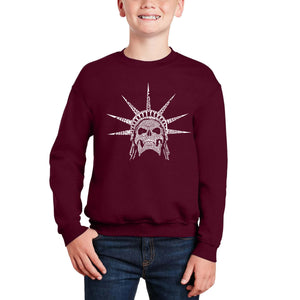Freedom Skull - Boy's Word Art Crewneck Sweatshirt