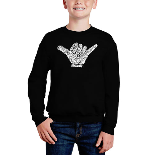 Top Worldwide Surfing Spots - Boy's Word Art Crewneck Sweatshirt