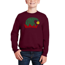 Load image into Gallery viewer, Christmas Elf Hat - Boy&#39;s Word Art Crewneck Sweatshirt