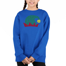 Load image into Gallery viewer, Christmas Elf Hat - Girl&#39;s Word Art Crewneck Sweatshirt