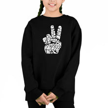 Load image into Gallery viewer, Peace Out - Girl&#39;s Word Art Crewneck Sweatshirt