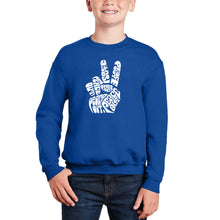 Load image into Gallery viewer, Peace Out - Boy&#39;s Word Art Crewneck Sweatshirt