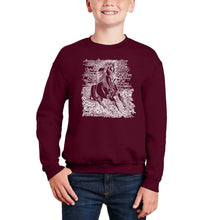 Load image into Gallery viewer, Popular Horse Breeds - Boy&#39;s Word Art Crewneck Sweatshirt