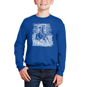 Popular Horse Breeds - Boy's Word Art Crewneck Sweatshirt