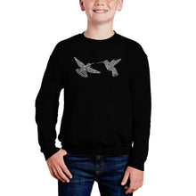 Load image into Gallery viewer, Hummingbirds - Boy&#39;s Word Art Crewneck Sweatshirt