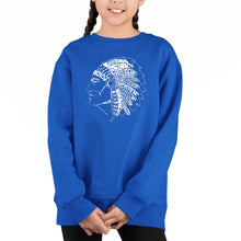 Load image into Gallery viewer, Popular Native American Indian Tribes - Girl&#39;s Word Art Crewneck Sweatshirt