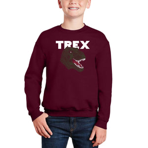 T-Rex Head - Boy's Word Art Crewneck Sweatshirt