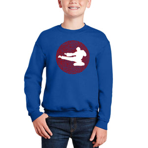 Types Of Martial Arts - Boy's Word Art Crewneck Sweatshirt