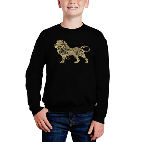 Lion - Boy's Word Art Crewneck Sweatshirt