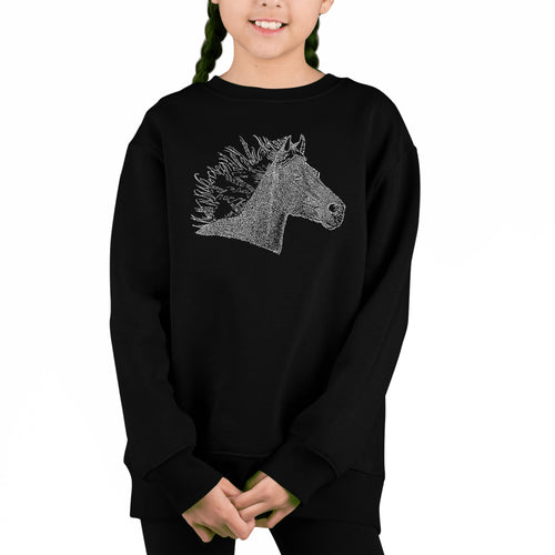 Horse Mane - Girl's Word Art Crewneck Sweatshirt