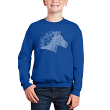 Load image into Gallery viewer, Horse Mane - Boy&#39;s Word Art Crewneck Sweatshirt