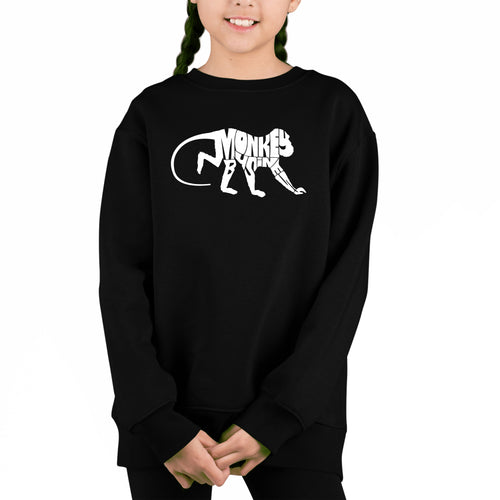 Monkey Business - Girl's Word Art Crewneck Sweatshirt