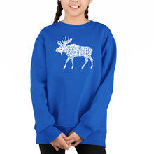 Load image into Gallery viewer, Moose - Girl&#39;s Word Art Crewneck Sweatshirt