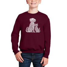 Load image into Gallery viewer, Dogs And Cats - Boy&#39;s Word Art Crewneck Sweatshirt