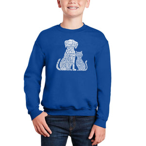 Dogs And Cats - Boy's Word Art Crewneck Sweatshirt