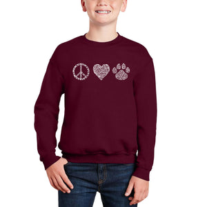 Peace Love Cats - Boy's Word Art Crewneck Sweatshirt