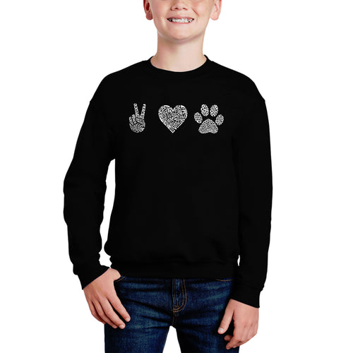 Peace Love Dogs - Boy's Word Art Crewneck Sweatshirt