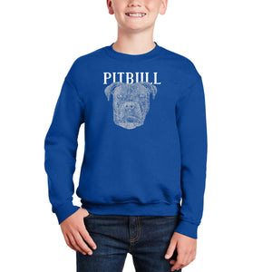 Pitbull Face - Boy's Word Art Crewneck Sweatshirt