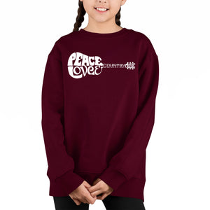 Peace Love Country - Girl's Word Art Crewneck Sweatshirt