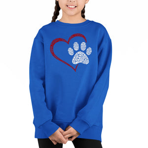 Paw Heart - Girl's Word Art Crewneck Sweatshirt