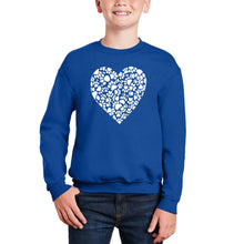 Load image into Gallery viewer, Paw Prints Heart - Boy&#39;s Word Art Crewneck Sweatshirt