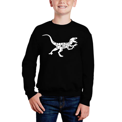 Velociraptor - Boy's Word Art Crewneck Sweatshirt