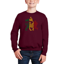 Load image into Gallery viewer, Rasta Lion - One Love - Boy&#39;s Word Art Crewneck Sweatshirt