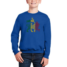 Load image into Gallery viewer, Rasta Lion - One Love - Boy&#39;s Word Art Crewneck Sweatshirt