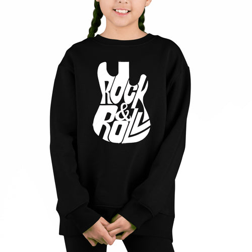 Rock And Roll Guitar - Girl's Word Art Crewneck Sweatshirt