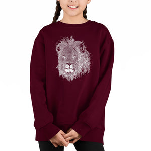 Lion - Girl's Word Art Crewneck Sweatshirt