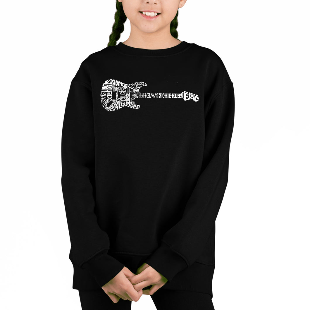 Rock Guitar - Girl's Word Art Crewneck Sweatshirt