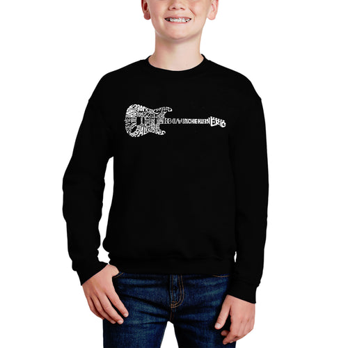 Rock Guitar - Boy's Word Art Crewneck Sweatshirt