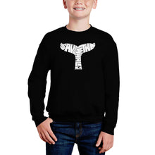 Load image into Gallery viewer, Save The Whales - Boy&#39;s Word Art Crewneck Sweatshirt