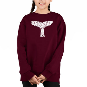 Save The Whales - Girl's Word Art Crewneck Sweatshirt