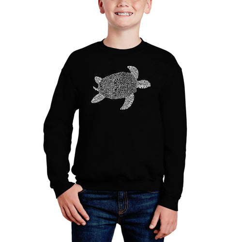 Turtle - Boy's Word Art Crewneck Sweatshirt