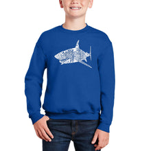 Load image into Gallery viewer, Species Of Shark - Boy&#39;s Word Art Crewneck Sweatshirt