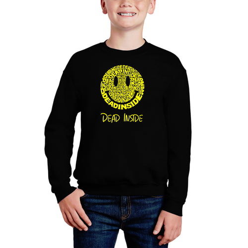 Dead Inside Smile - Boy's Word Art Crewneck Sweatshirt